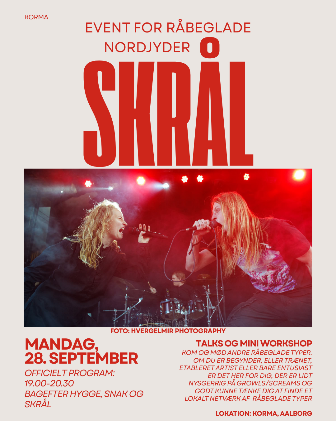 Kom med til talks og mini-workshop om growls/screams!